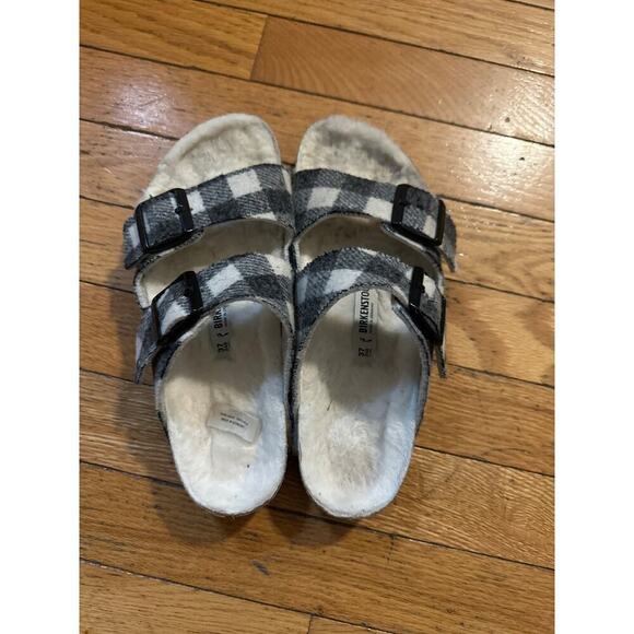 Womens Size 37 Birkenstock Arizona Rivet Plaid Shearling - Picture 5 of 6